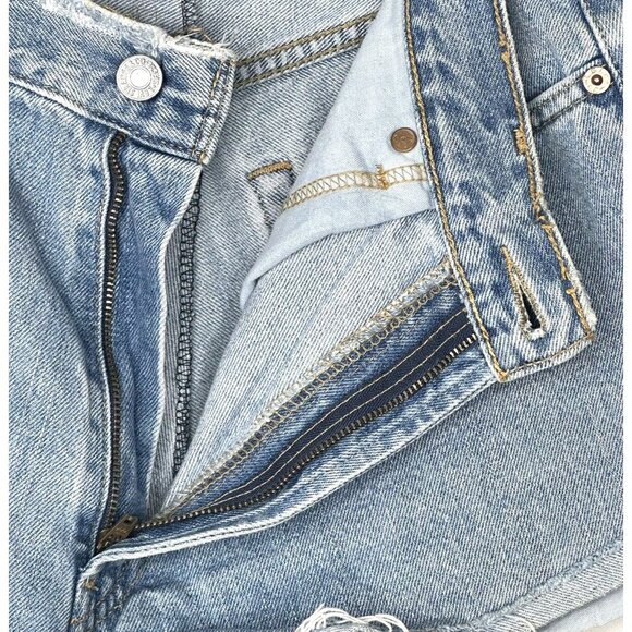 Levis 550 Womens Jean Shorts Distressed DIY Cut Off Denim Light Wash Blue Sz 32 - Picture 4 of 8
